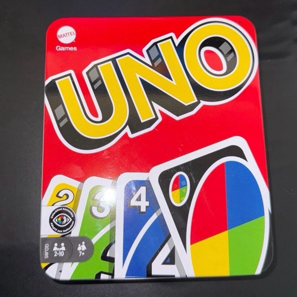 Mattel Uno Playing Card game sealed cards original tin metal design toy hobby